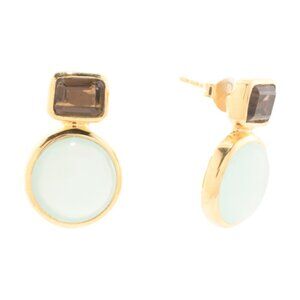 SHAANTI JEWELS  India 18kt Gold Plated Sterling Silver Aqua Calcite Earrings